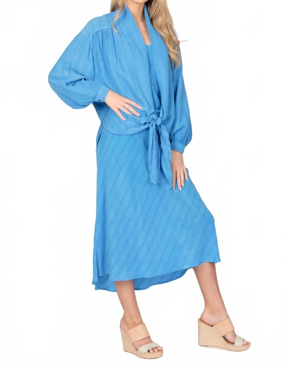 NEW MAVEN WEST front tie shawl in skylight
